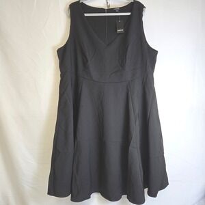 Torrid Studio Refined Crepe Skater Dress, Knee Length,‎ Black, Size 24, NEW